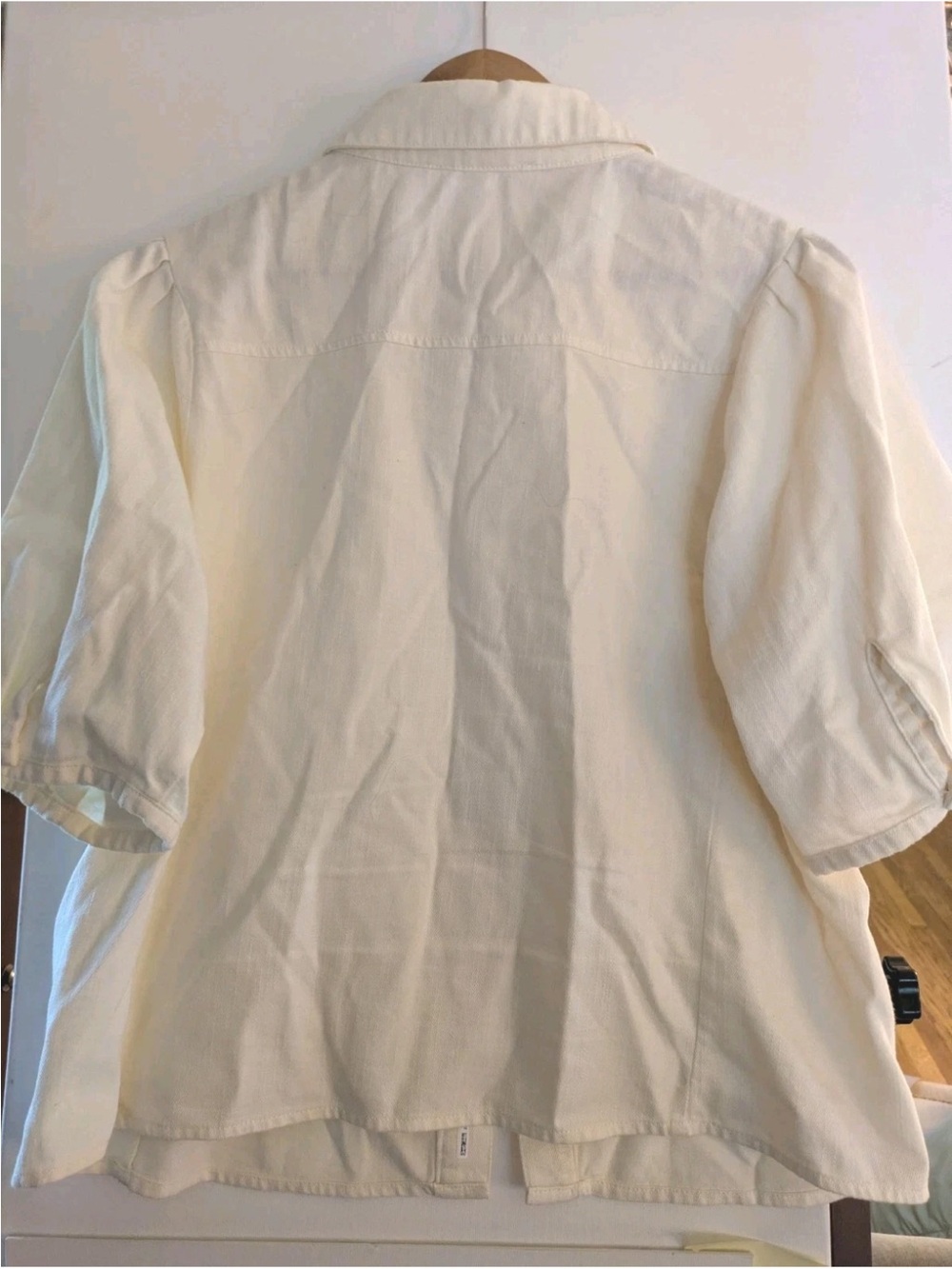 Melissa Nepton Ivory Zoya Puff-Sleeve Button-Up Shirt M - Picture 11 of 15